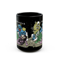 Greasebat! Mecha-Greasebat! M5-Bravo! Spike Wad! Battling on the moon! Black Mug 11oz 15oz