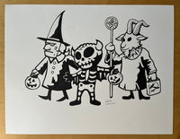 Trick or Treat Greasebat skeleton kid ORIGINAL ARTWORK signed