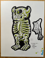 Greasebat Skeleton production art, hand drawn, inked and signed by the artist! Evil!